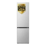 Descripción del producto LG GBV7280AMB combina una gran capacidad de almacenamiento con tecnologías avanzadas de conservación de alimentos. Este frigorífico combi de 203 cm ofrece 387 litros de volumen total, distribuidos entre 233 litros para el frigorífico, 110 litros para el congelador y 44 litros para la zona fría. Su clase energética A y consumo de 111 kWh/año permiten disfrutar de un funcionamiento eficiente. Tecnología de refrigeración Door Cooling+ y Linear Cooling Capacidad total 387 l Capacidad del frigorífico 233 l Capacidad del congelador 110 l Volumen de la zona fría 44 l Clase de eficiencia energética A Consumo energético anual 111 kWh/año Compresor BMK110NAMV Nivel de ruido 33 dB Clase de ruido B Acabado Acero antihuellas texturizado Material de la puerta VCM Tipo de tirador Tirador integrado horizontal Pantalla Display LED interno Congelación rápida Sí Cajones del congelador 3 transparentes Compartimentos de puerta 4 Cajones para verduras 2 Balda plegable Plegado en 1 paso Fresh 0 Zone Sí Multi Air Flow Sí Botellero Completo Iluminación del frigorífico LED superior Smart Diagnosis Sí LG ThinQ / Wi-Fi No InstaView No Dispensador de agua No Fabricador de hielo automático No Dimensiones (Ancho × Alto × Fondo) 595 × 2030 × 675 mm Peso del producto 101 kg Peso con embalaje 104 kg Clase climática T